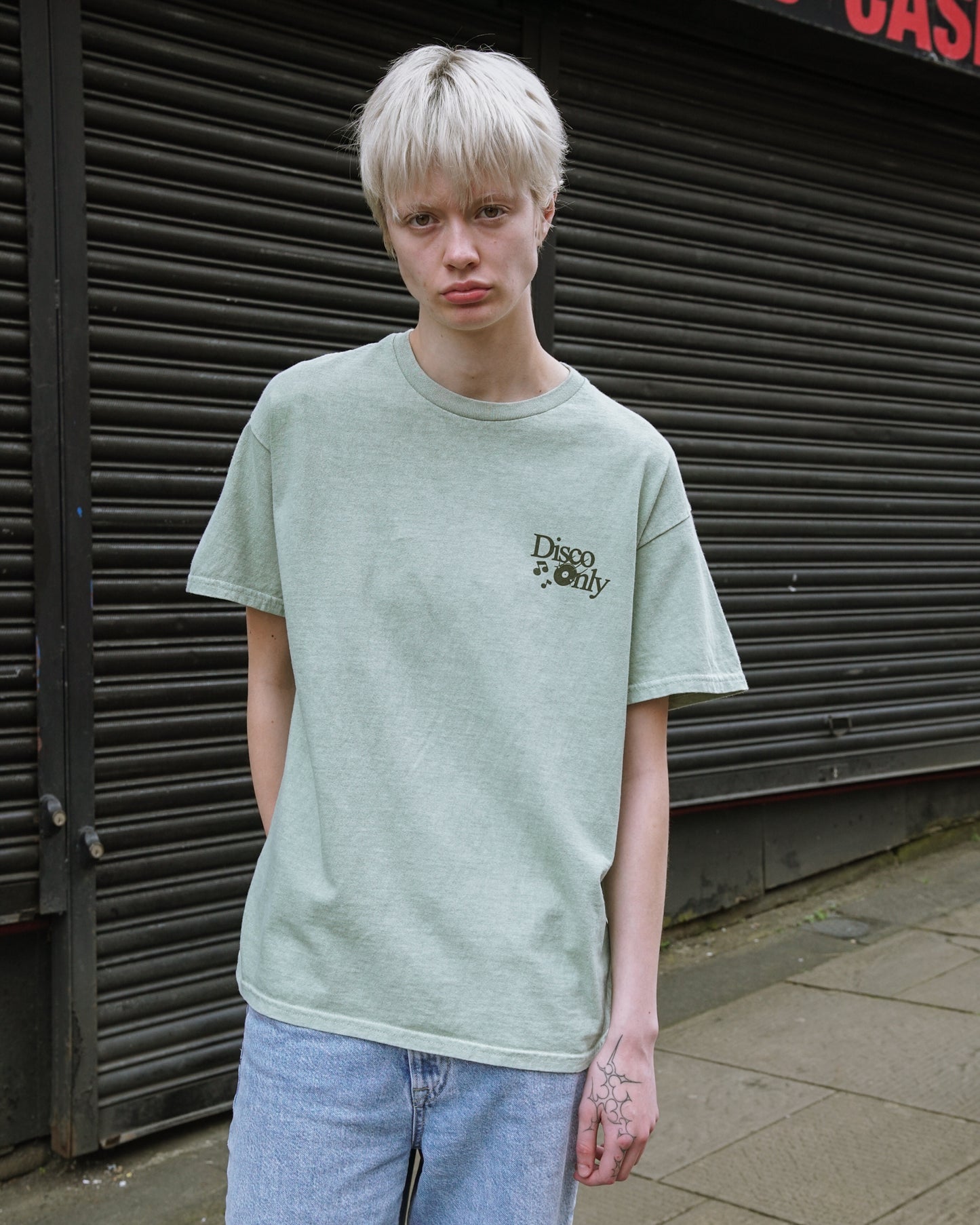 DISCO ONLY 'Business As Usual' Vintage Washed Tee - Pistachio