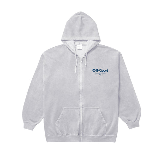 Vice 84 'Off-Court GSM' Zip Up Vintage Washed Hoodie - Grey