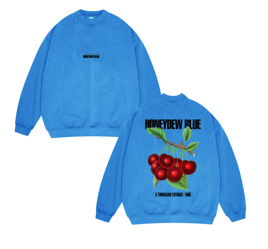 A Thousand Futures x GK 'Honeydew Blue' Vintage Washed Sweater - Cobalt Blue