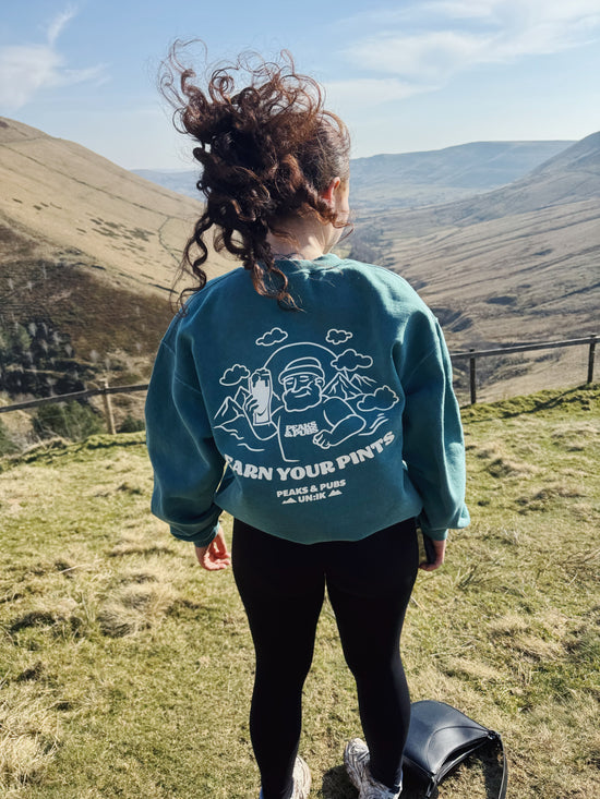 Peaks & Pubs 'Earn Your Pints' Vintage Washed Sweater - Green