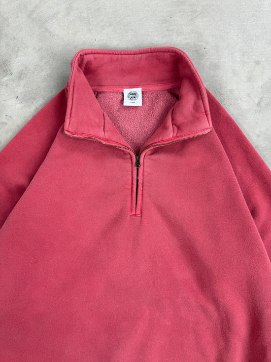 Essentials Vintage Washed 1/4 Zip Sweatshirt - Red