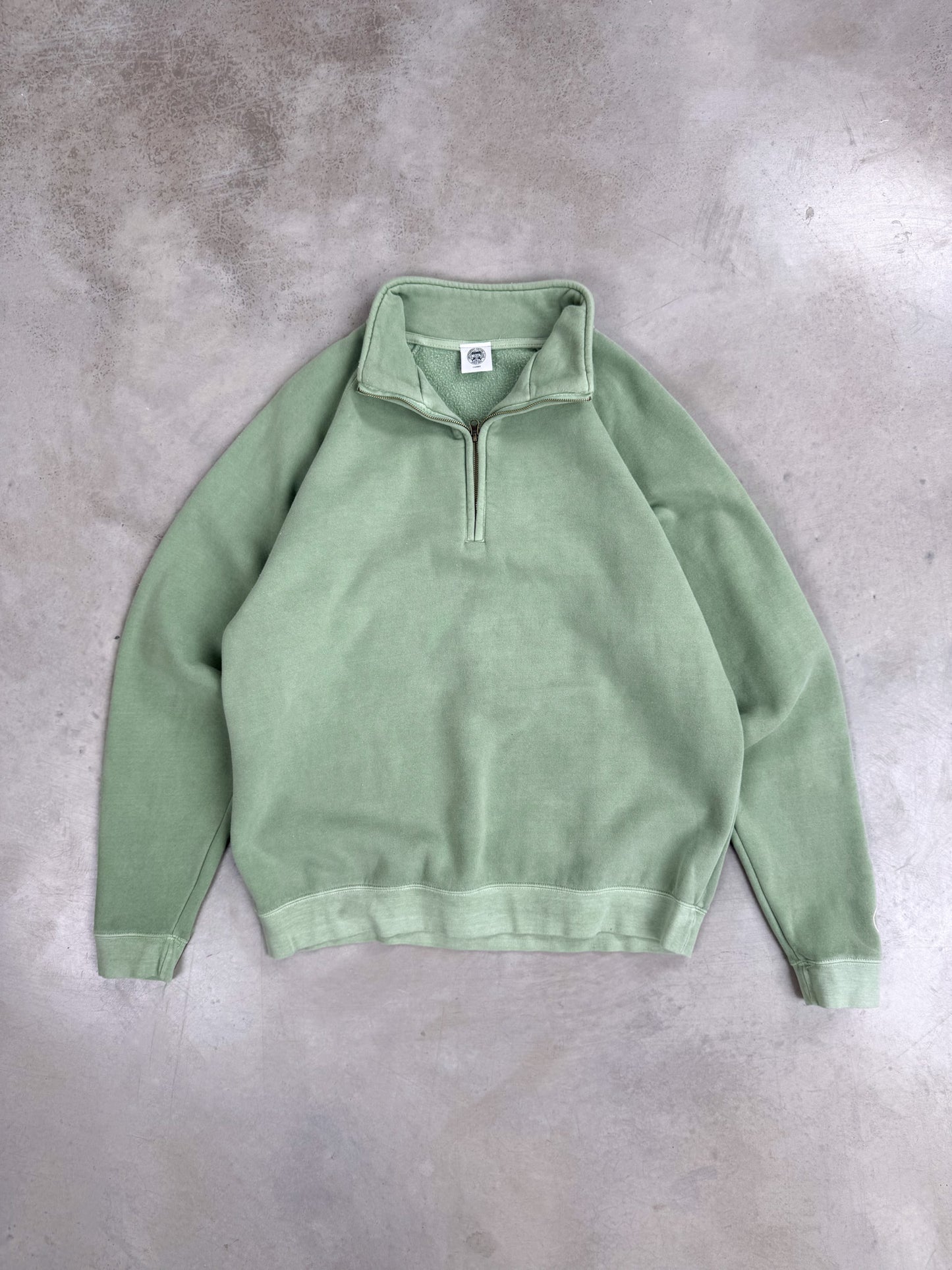 Essentials Vintage Washed 1/4 Zip Sweatshirt - Sage Green