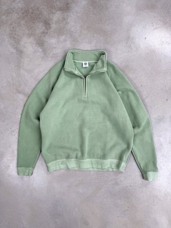 Essentials Vintage Washed 1/4 Zip Sweatshirt - Sage Green