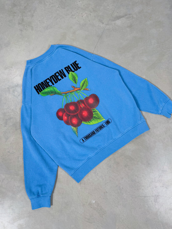 A Thousand Futures x GK 'Honeydew Blue' Vintage Washed Sweater - Cobalt Blue