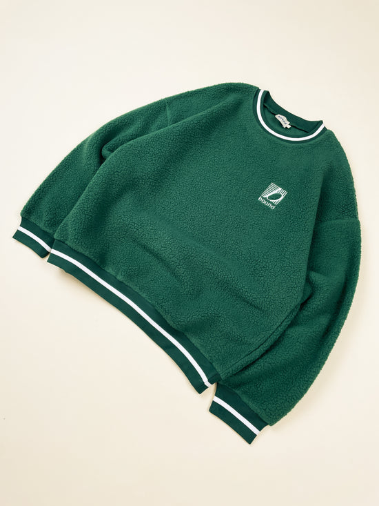 bound Reverse Fleece Grid Sweater - Bottle Green