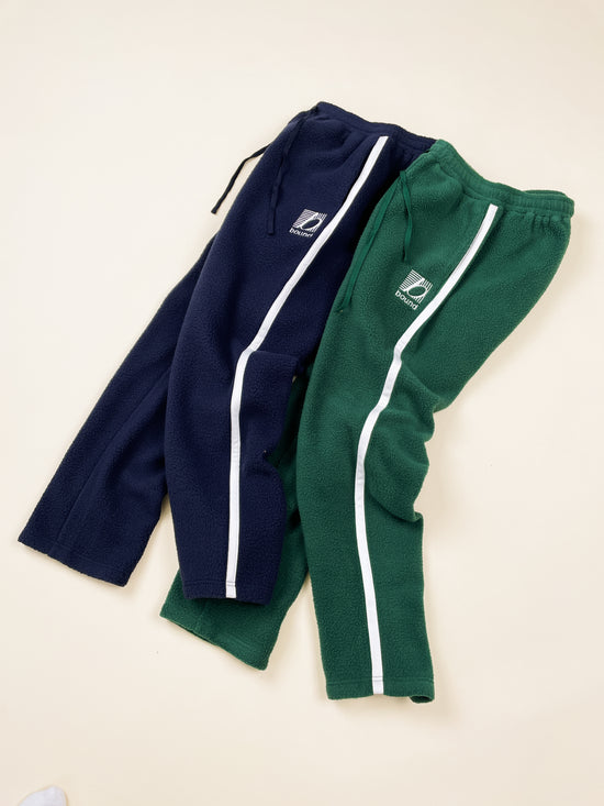 bound Reverse Fleece Grid Straight Joggers - Bottle Green