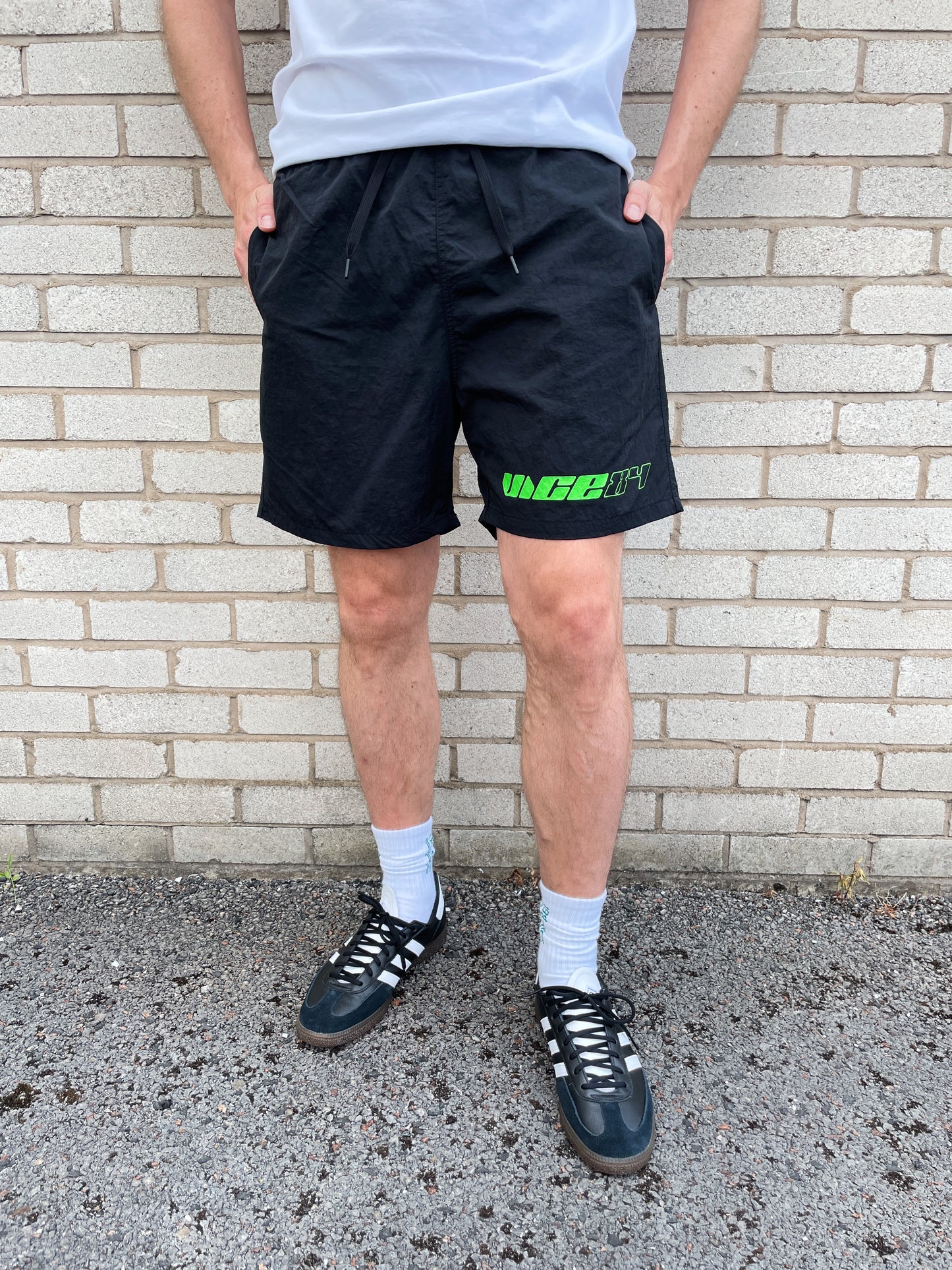 Vice 84 'Racer' Crinkle Recycled Swim Shorts - Black