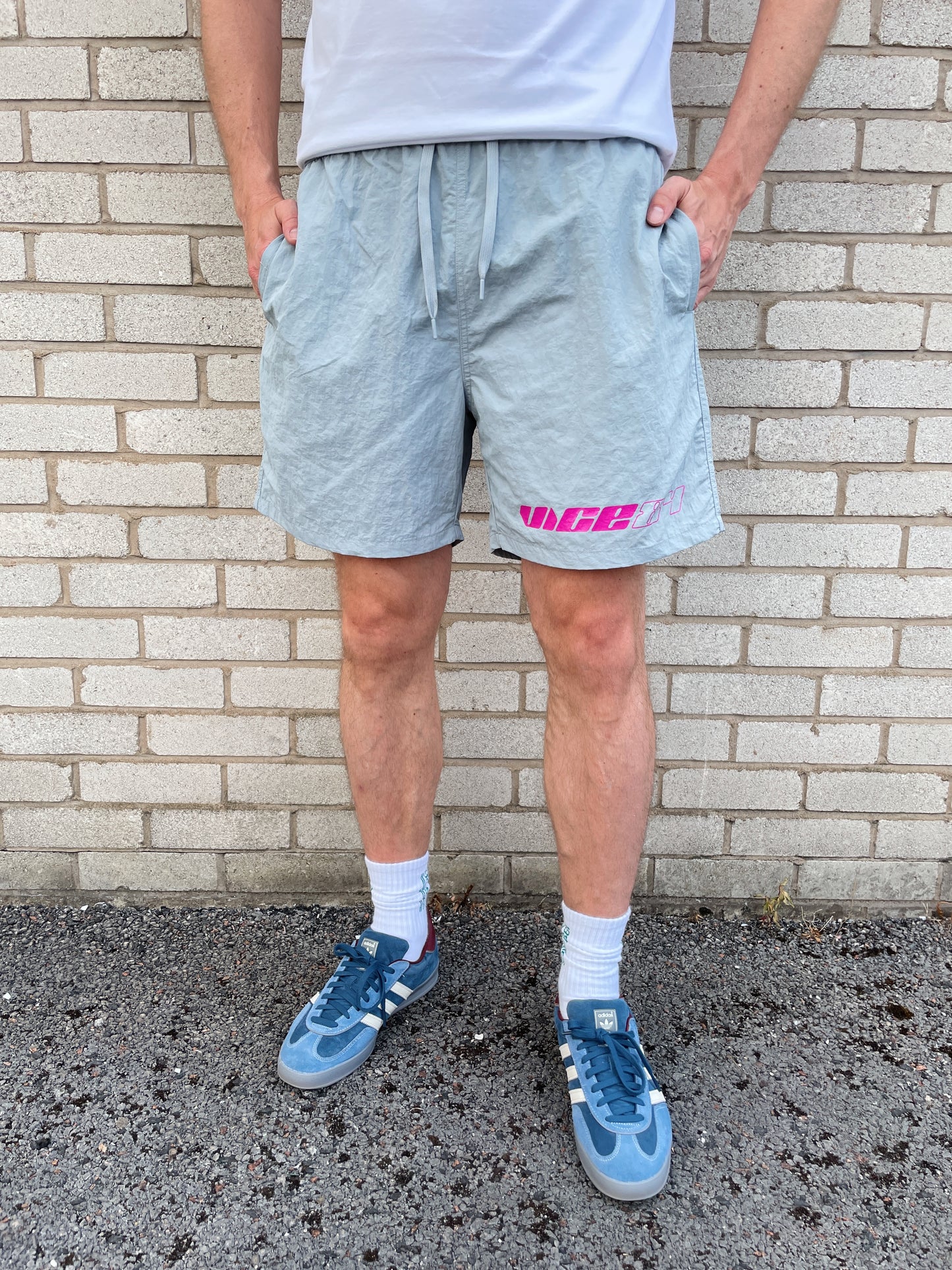 Vice 84 'Racer' Crinkle Recycled Swim Shorts - Smoke Grey