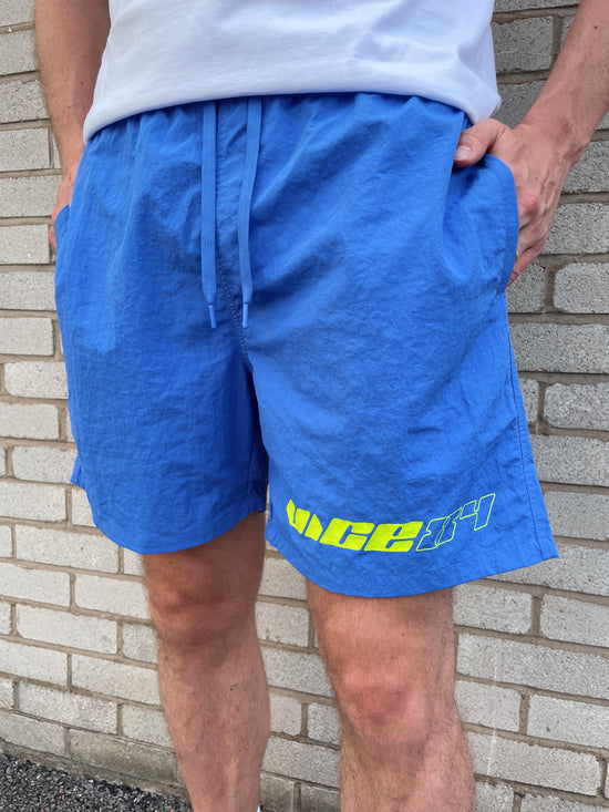 Vice 84 'Racer' Crinkle Recycled Swim Shorts - Pacific Blue