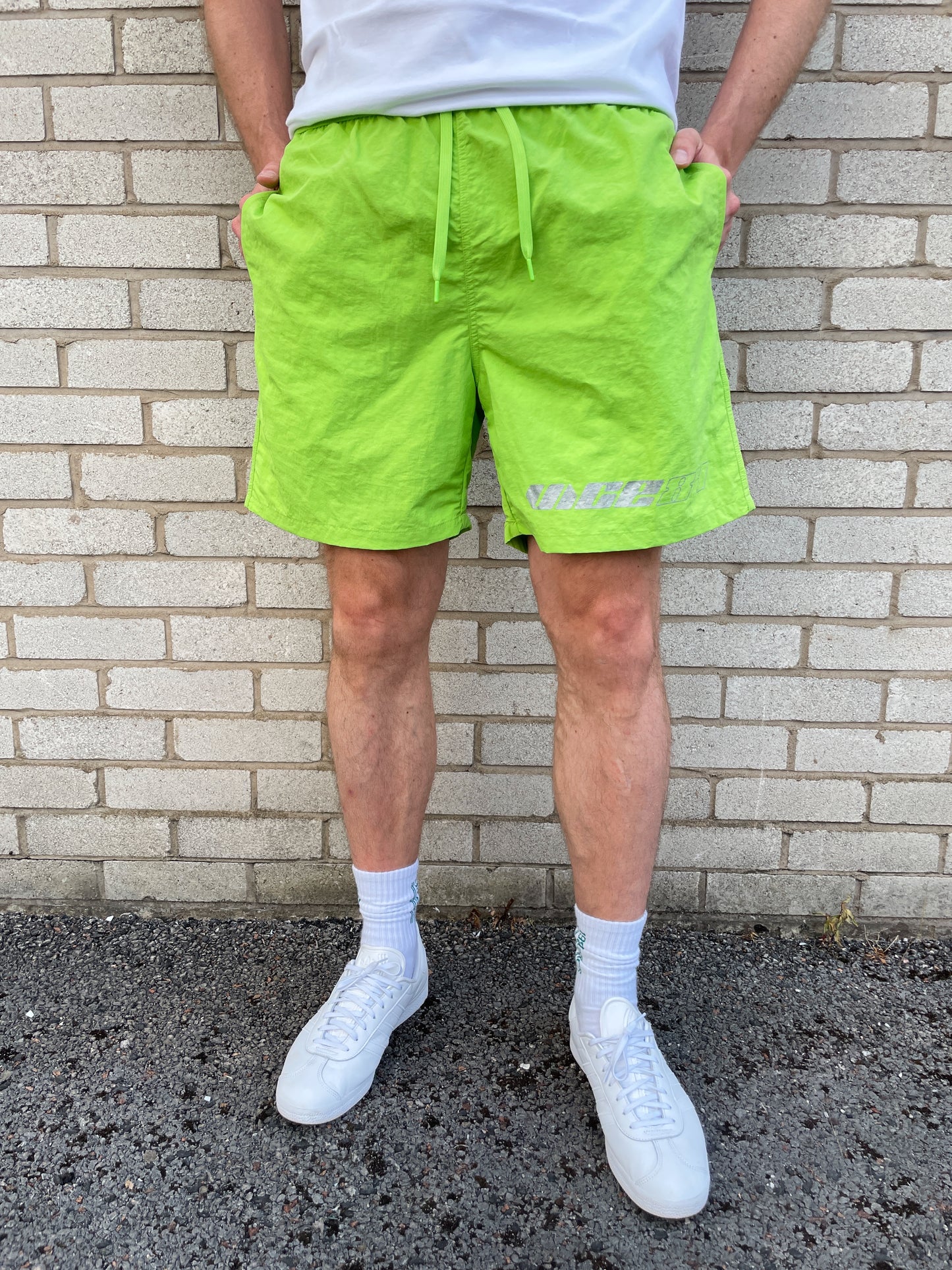 Vice 84 'Racer' Crinkle Recycled Swim Shorts - Citrus Lime