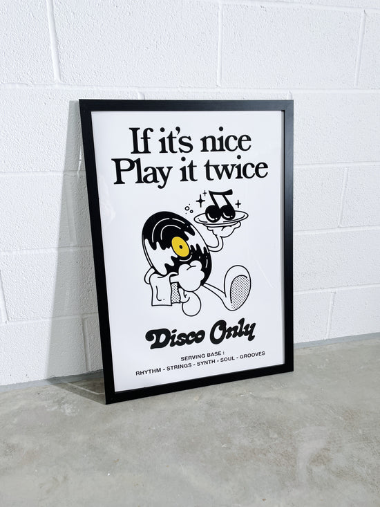 DISCO ONLY 'Play it Twice V2' Print - White