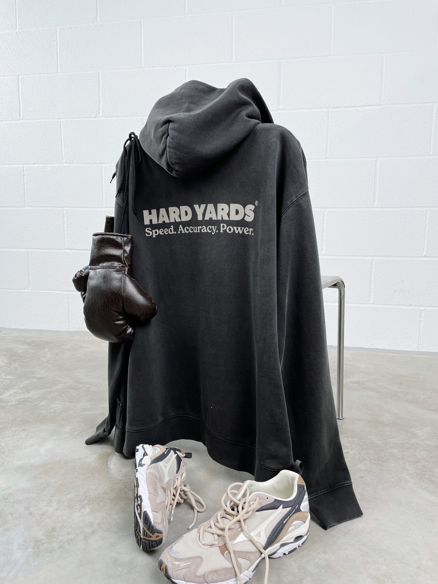 Vice 84 'Hard Yards' Faded Zip Up Hoodie - Black