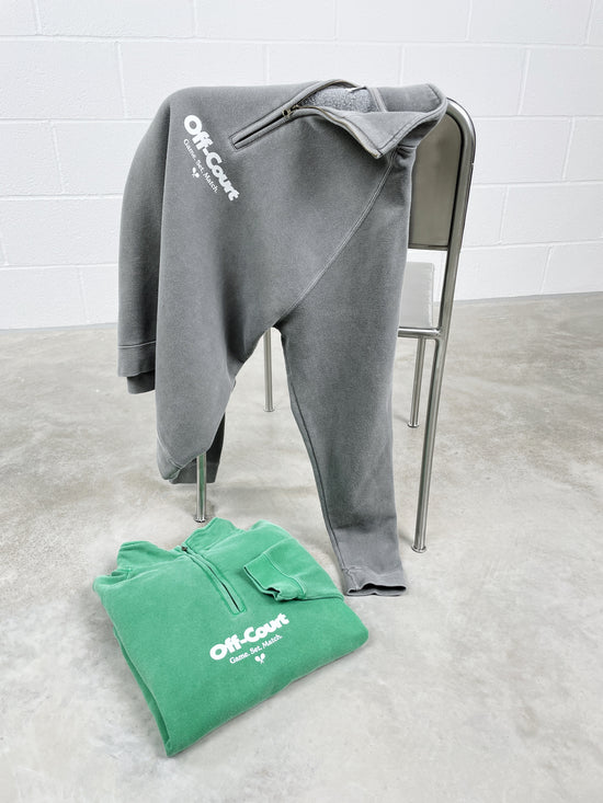 Vice 84 'Off-Court GSM' Washed 1/4 Zip Sweater - Kelly Green