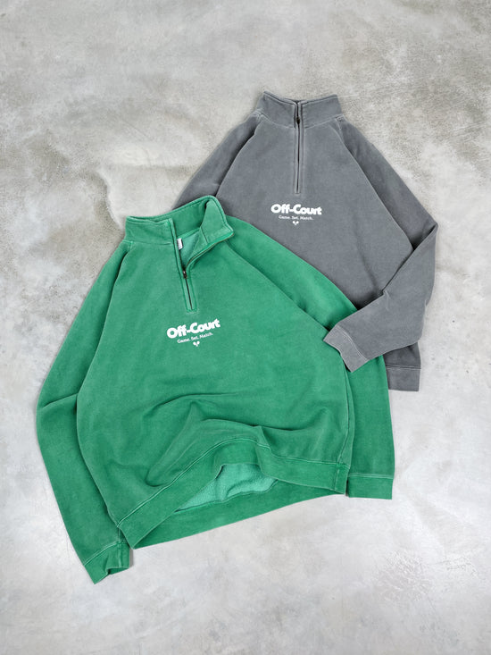 Vice 84 'Off-Court GSM' Washed 1/4 Zip Sweater - Kelly Green