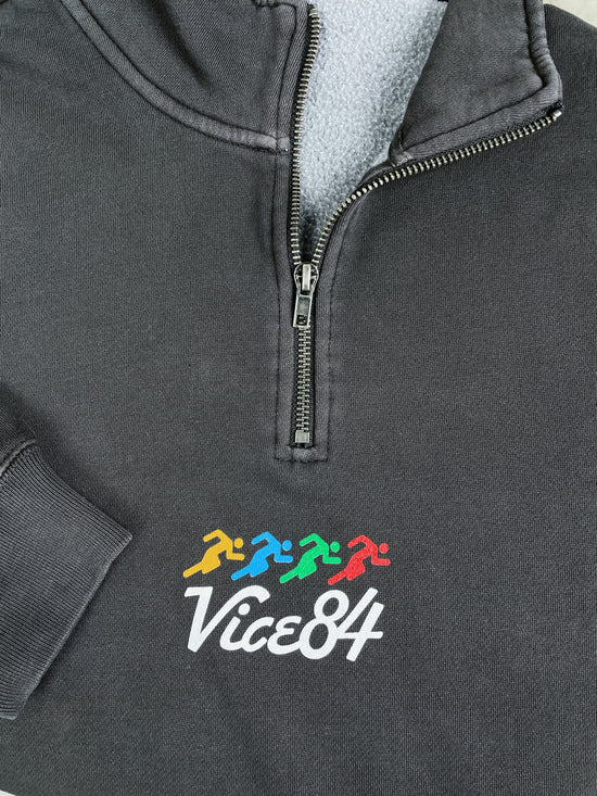 Vice 84 'Runner' Faded 1/4 Zip Sweater - Black