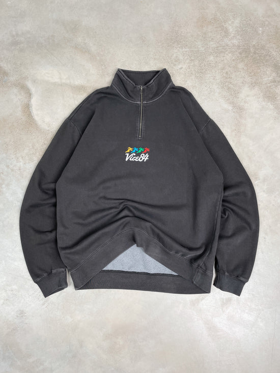 Vice 84 'Runner' Faded 1/4 Zip Sweater - Black