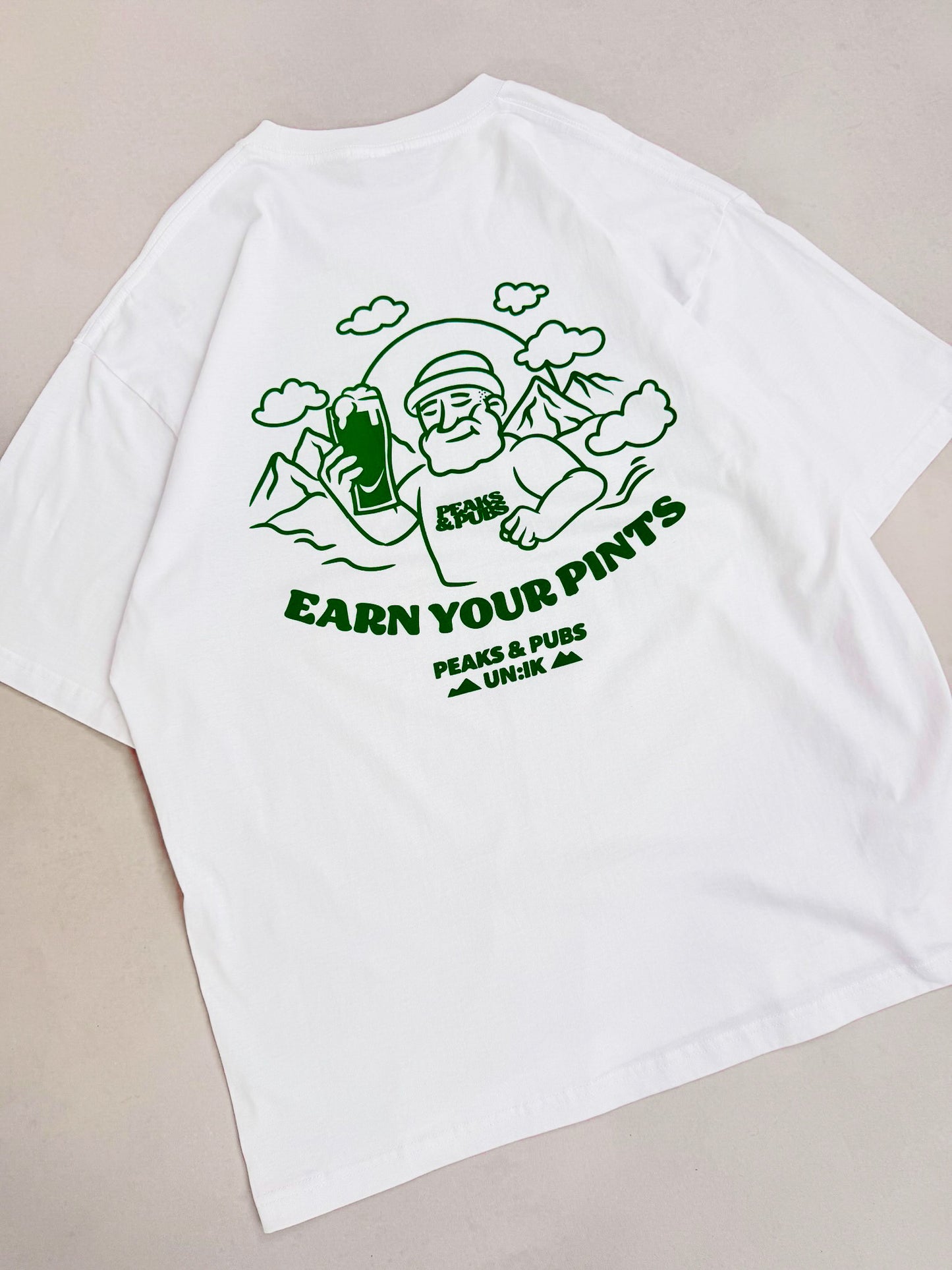 Peaks & Pubs 'Earn Your Pints' Tee - White