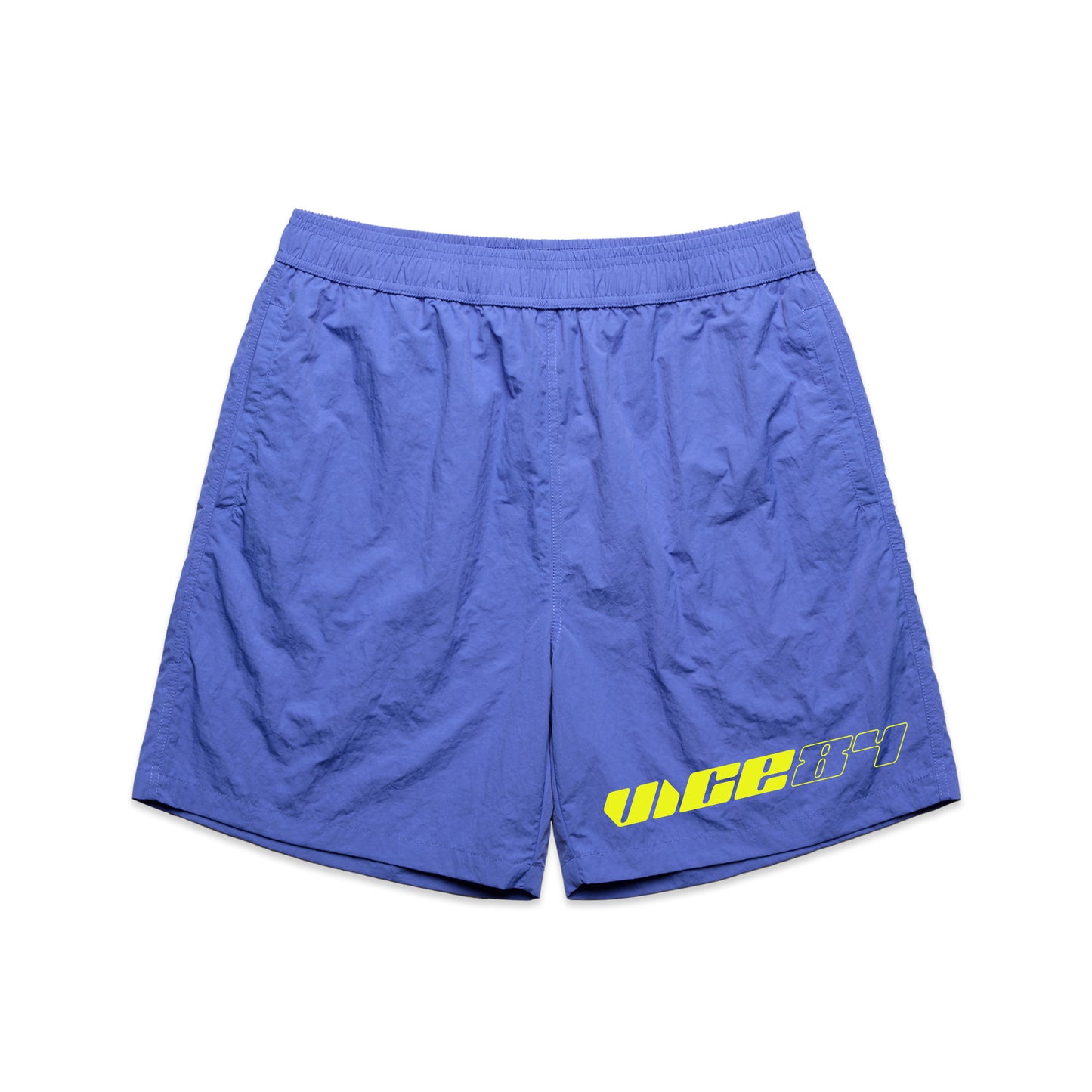 Vice 84 'Racer' Crinkle Recycled Swim Shorts - Pacific Blue