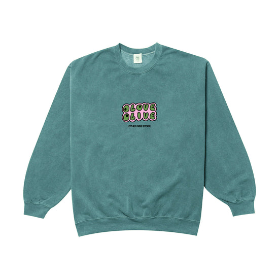 Other Side Store 'Olove Olive' Vintage Washed Sweater - Teal