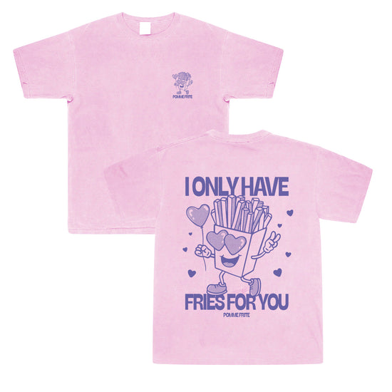 Pomme Frite 'Fries For You' Vintage Washed Tee - Pink