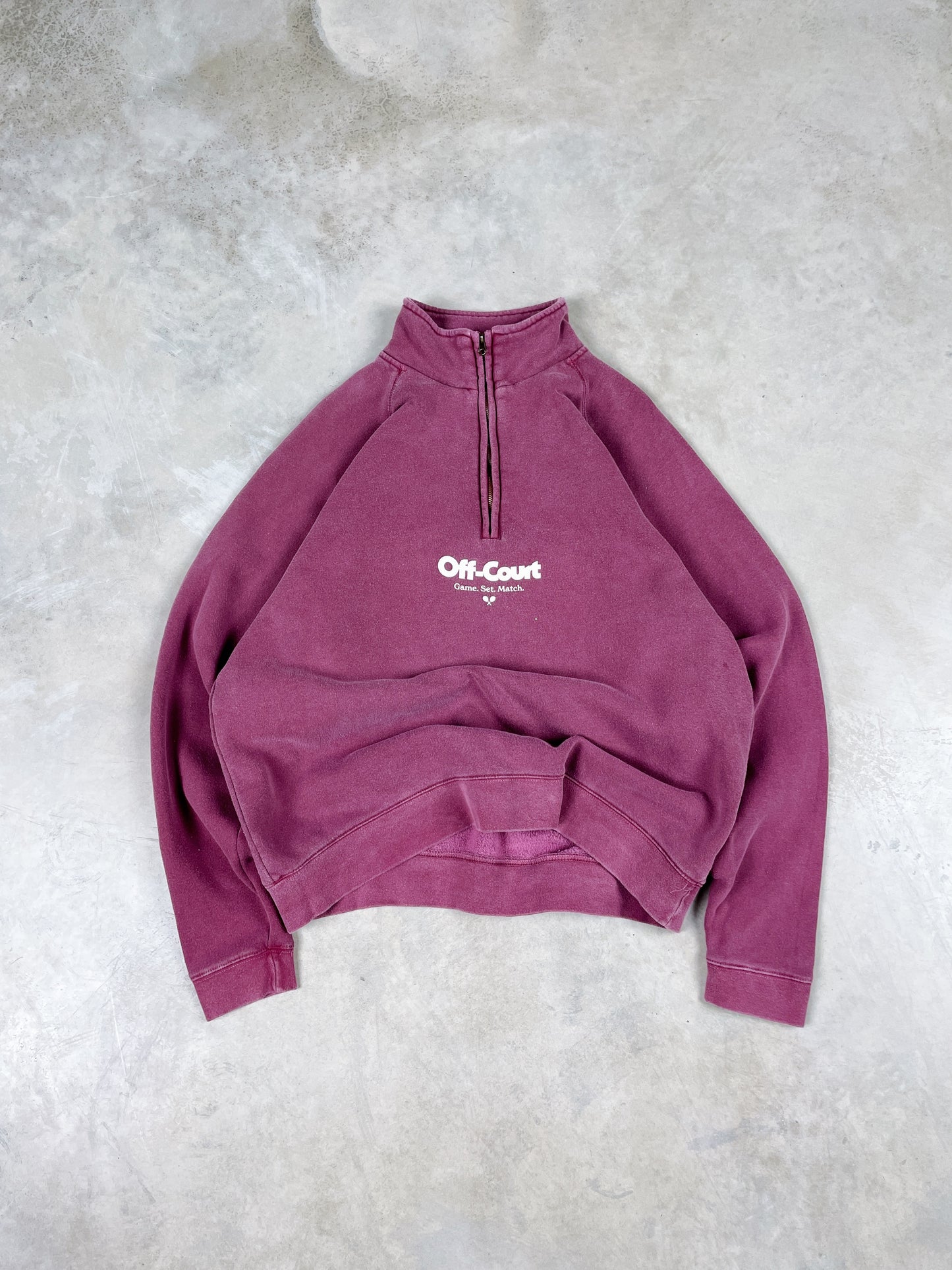 Vice 84 'Off Court GSM' Washed 1/4 Zip Sweater - Maroon