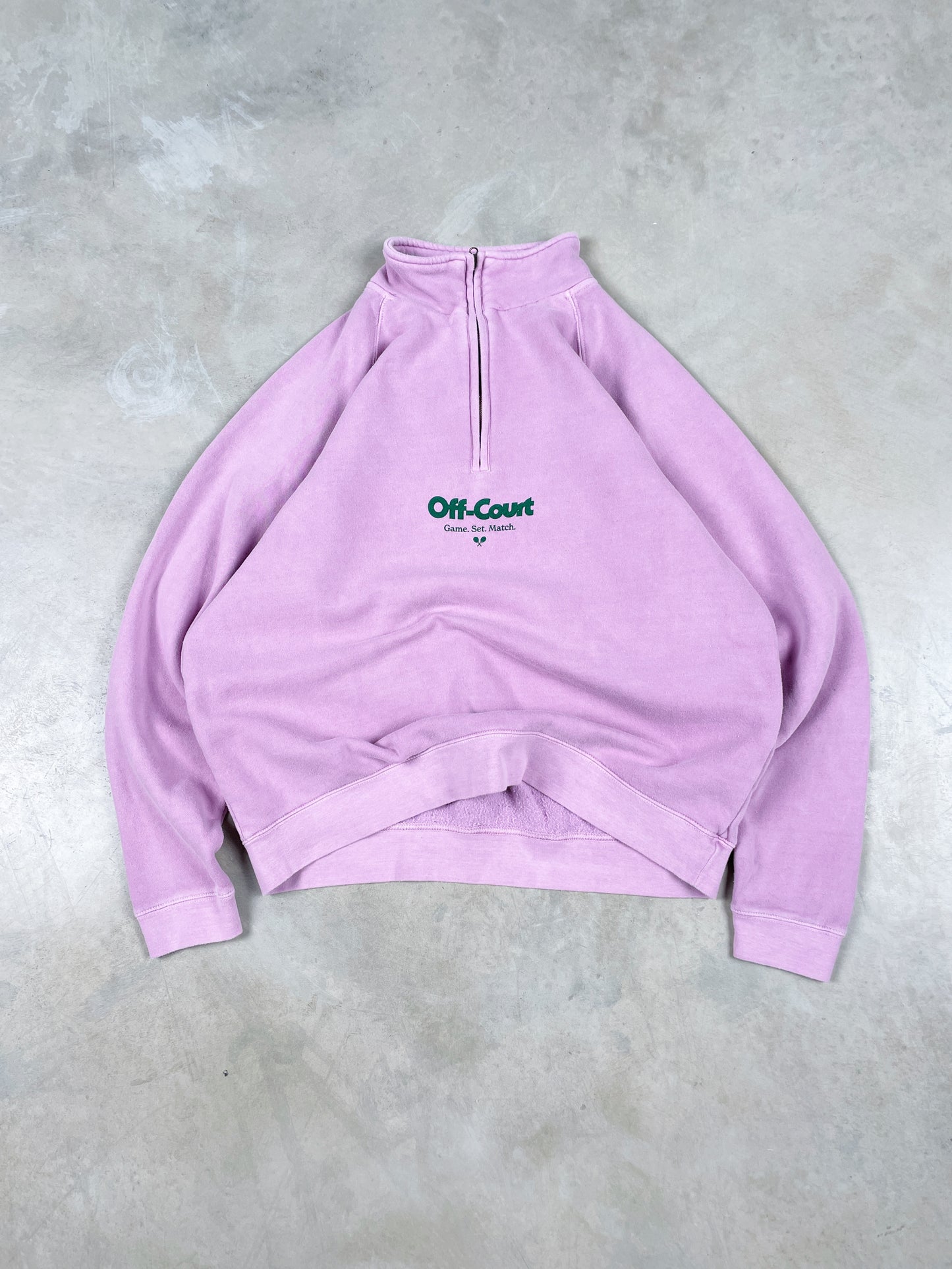 Vice 84 'Off Court GSM' Washed 1/4 Zip Sweater - Pink