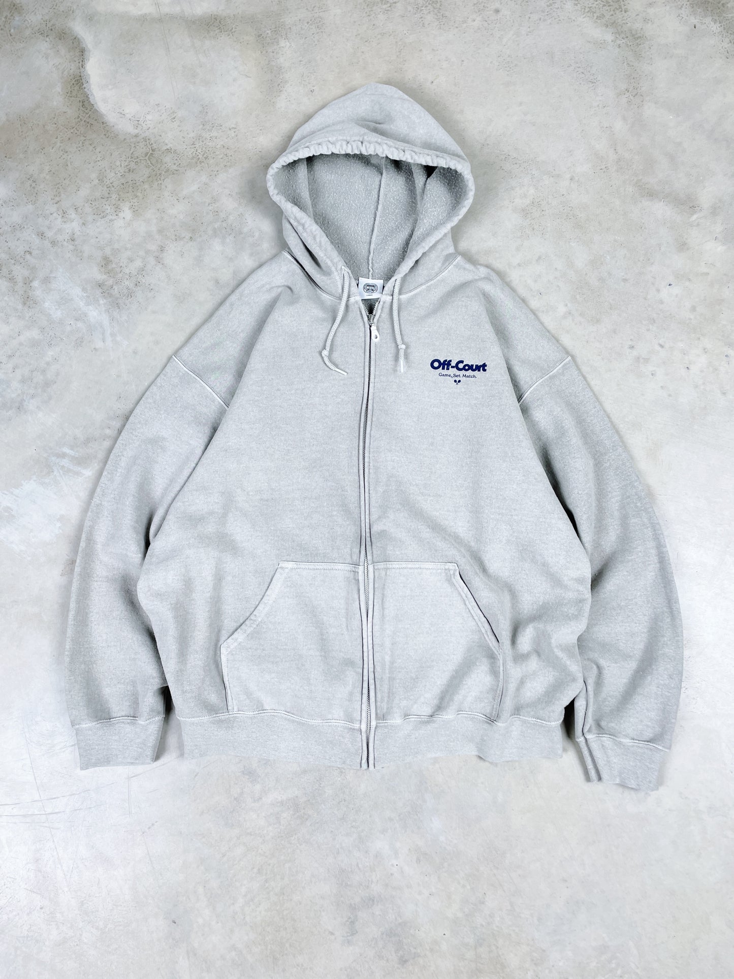 Vice 84 'Off-Court GSM' Zip Up Vintage Washed Hoodie - Grey