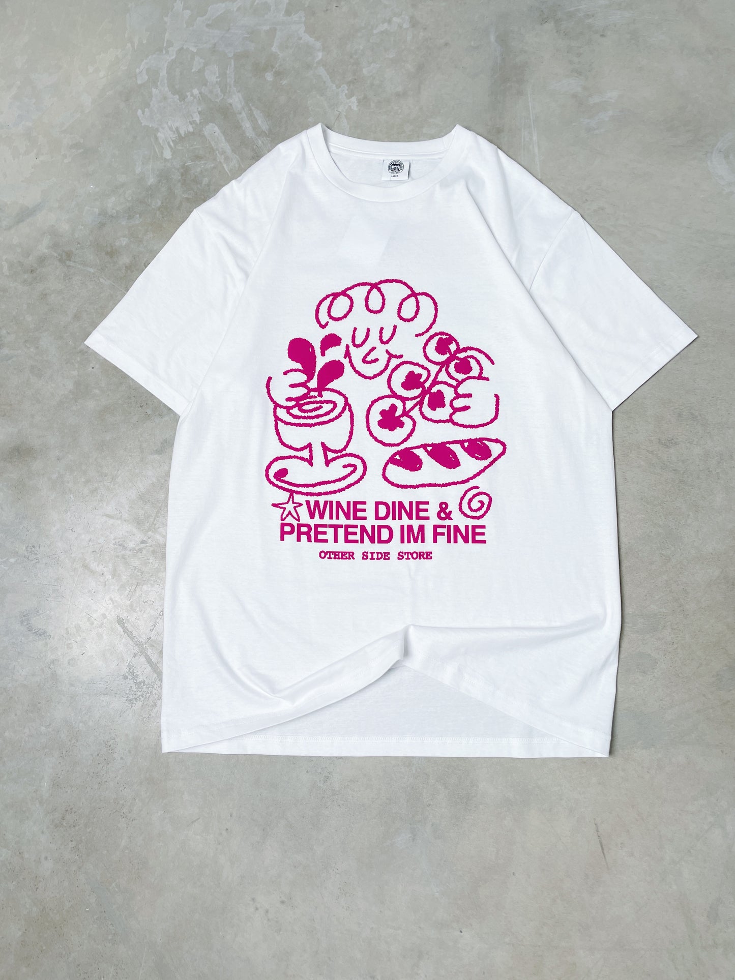 Other Side Store 'Wine, Dine & Pretend' Tee - White