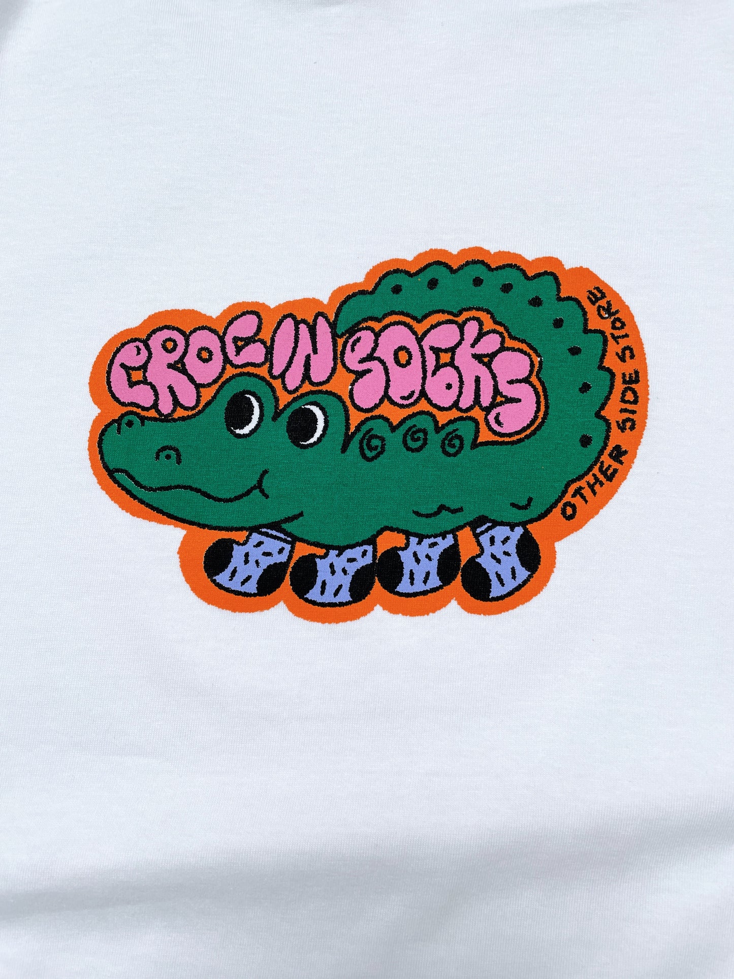 Other Side Store 'Croc In Socks' Tee - White