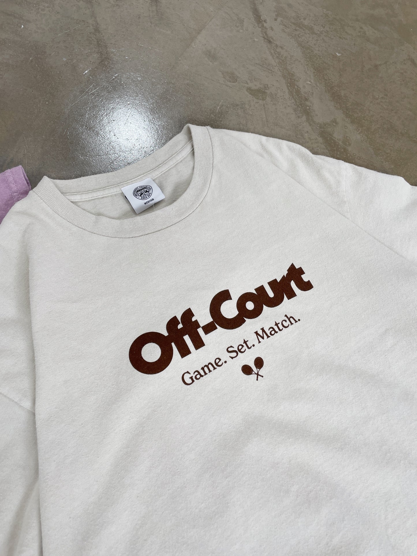 Vice 84 'Off Court GSM' Vintage Washed Tee - Cream