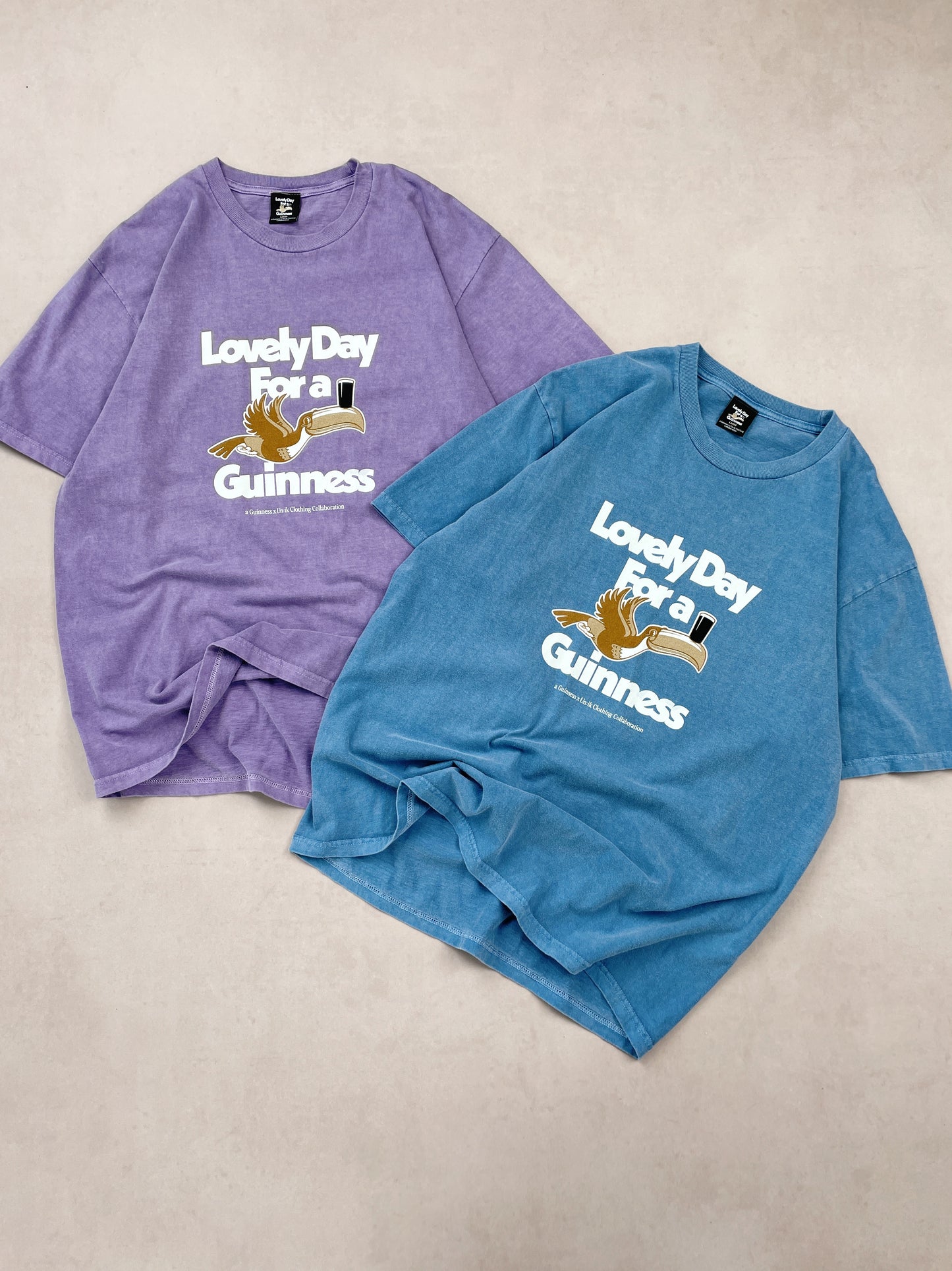 Guinness x UN:IK 'Lovely Day' Vintage Washed Tee - Blue