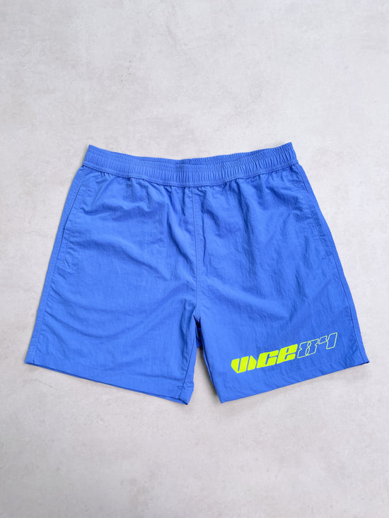 Vice 84 'Racer' Crinkle Recycled Swim Shorts - Pacific Blue