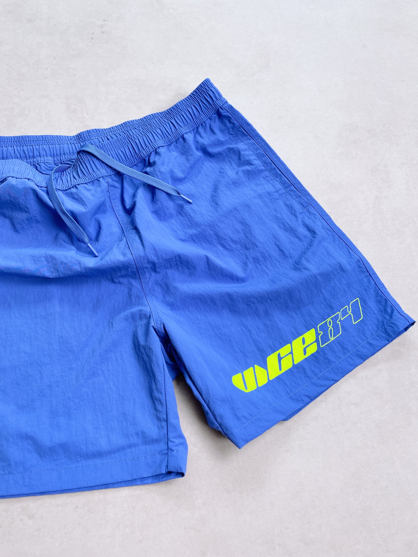 Vice 84 'Racer' Crinkle Recycled Swim Shorts - Pacific Blue