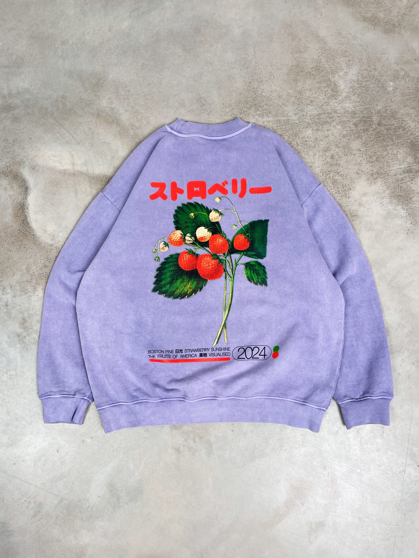 A Thousand Futures x GK 'Strawberry' Vintage Washed Sweater - Lilac