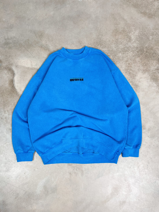 A Thousand Futures x GK 'Honeydew Blue' Vintage Washed Sweater - Cobalt Blue