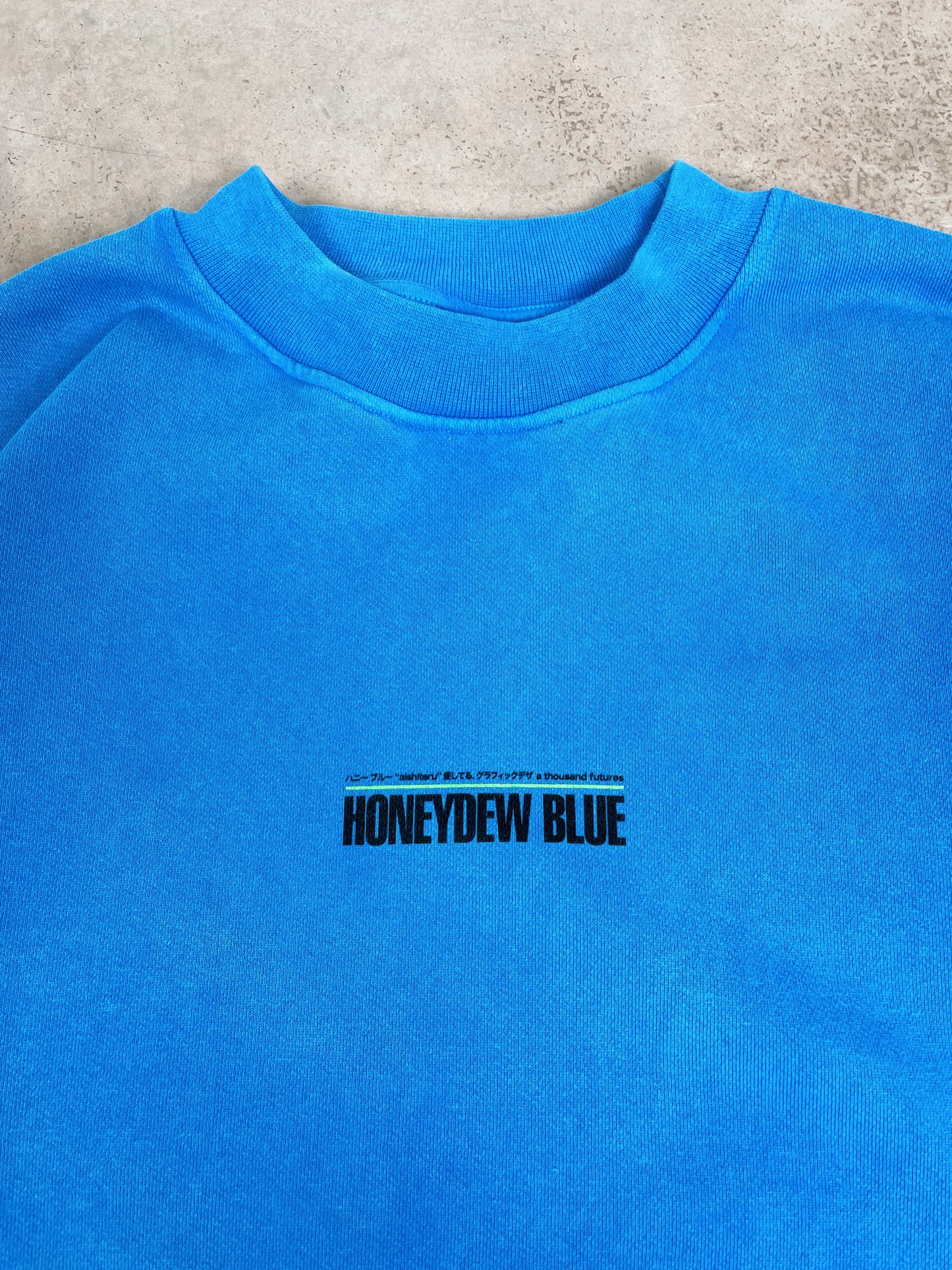 A Thousand Futures x GK 'Honeydew Blue' Vintage Washed Sweater - Cobalt Blue