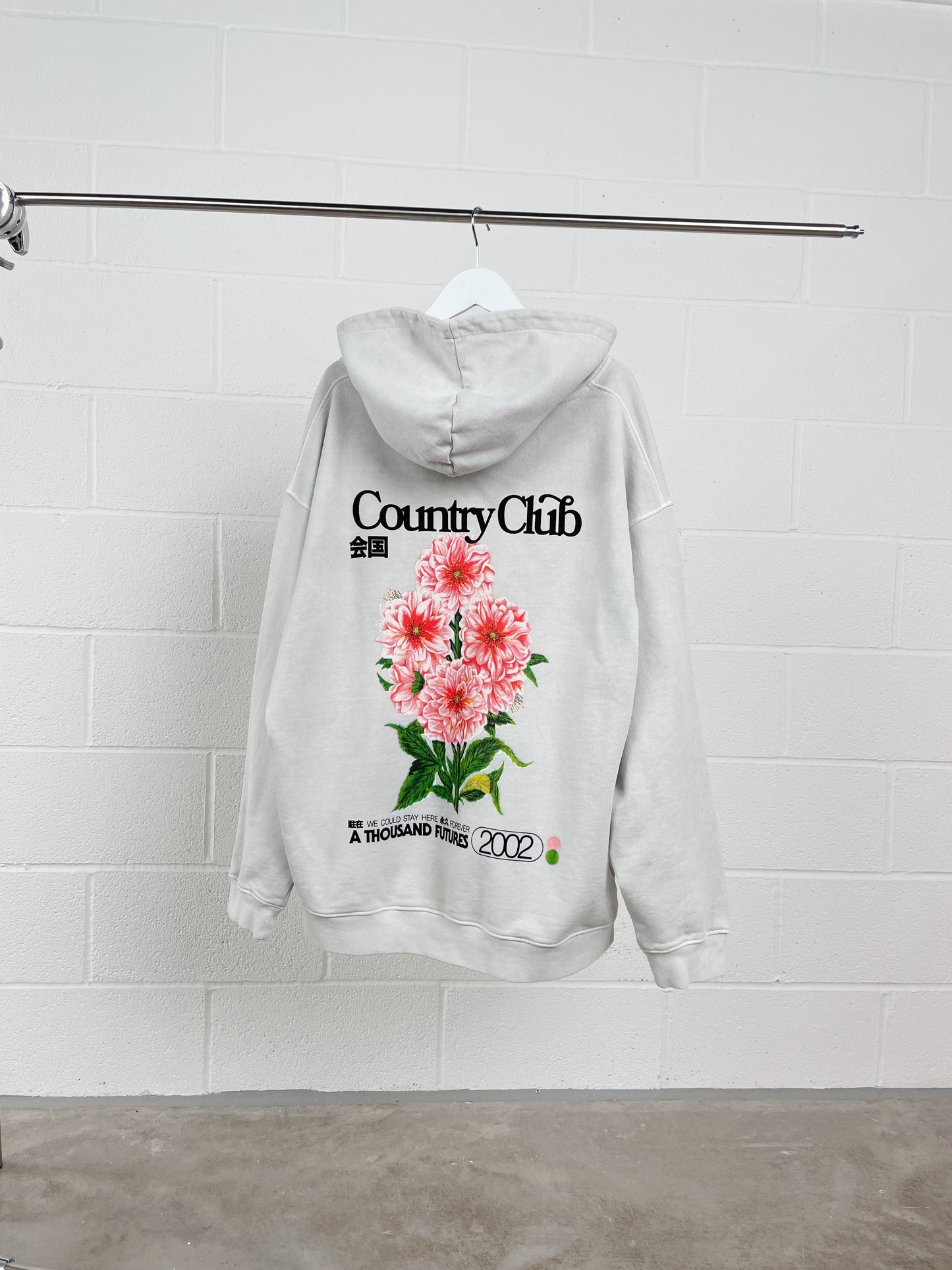 A Thousand Futures x GK 'Country Club' Vintage Washed Hoodie - Ash Grey