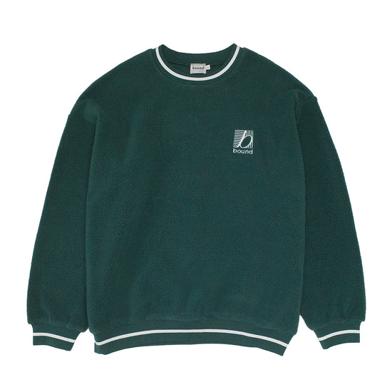 bound Reverse Fleece Grid Sweater - Bottle Green