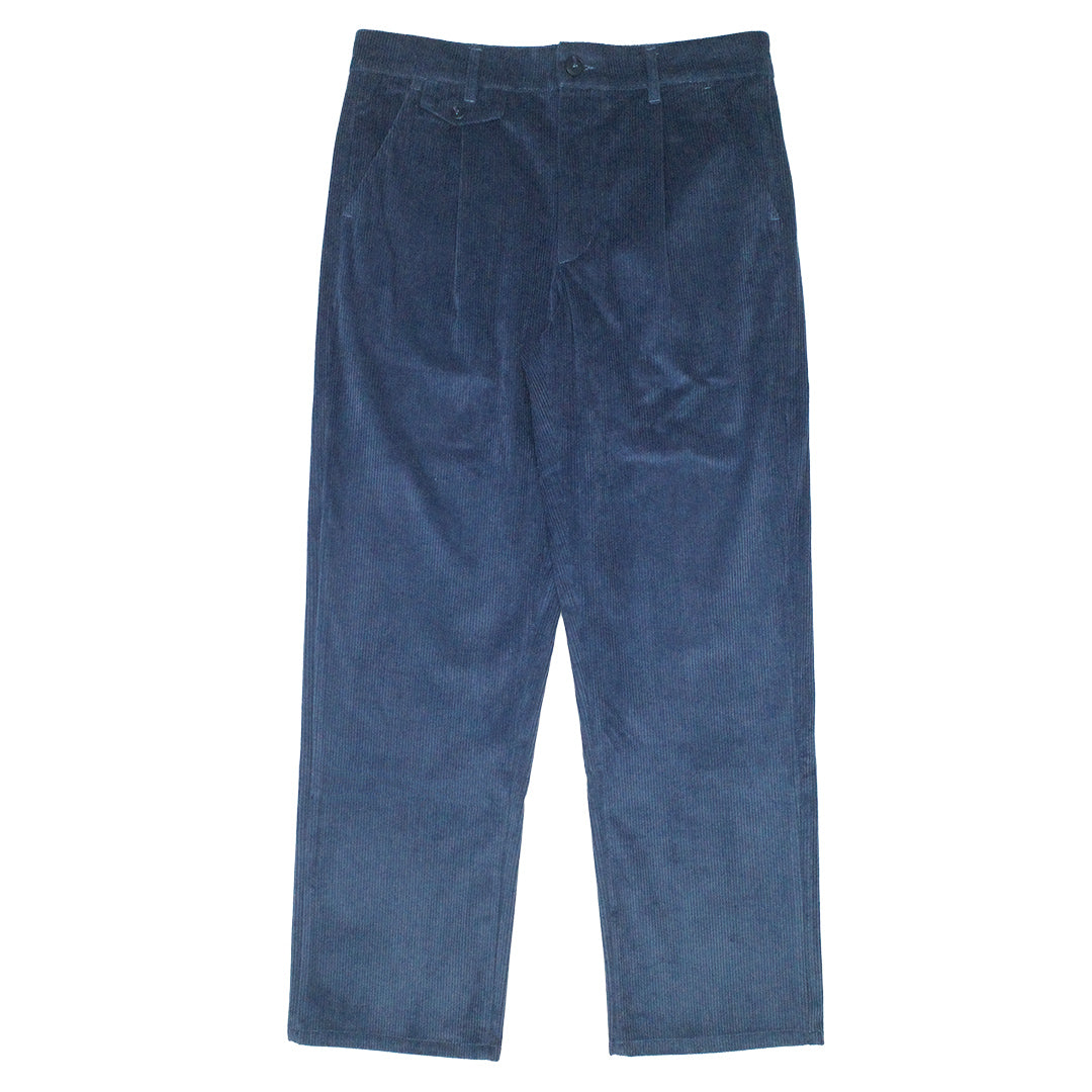 bound Wide Leg Corduroy Trousers - Dallas Blue