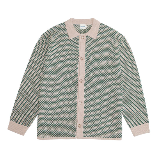 bound Polka Retro Button Knit - Apple