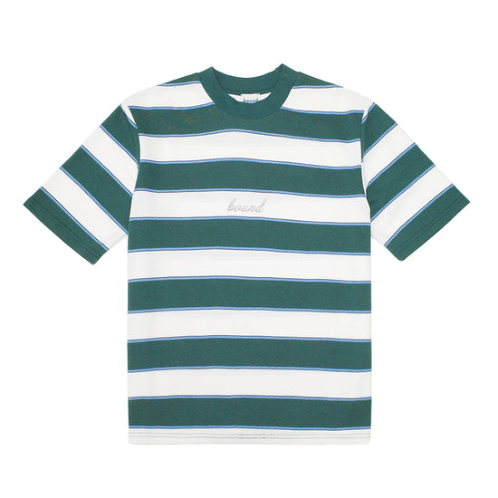 bound Pique Stripe Tee - Retro Green/Blue/White