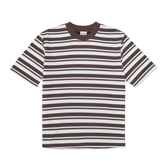 bound Pique Stripe Tee - Brown/Ecru