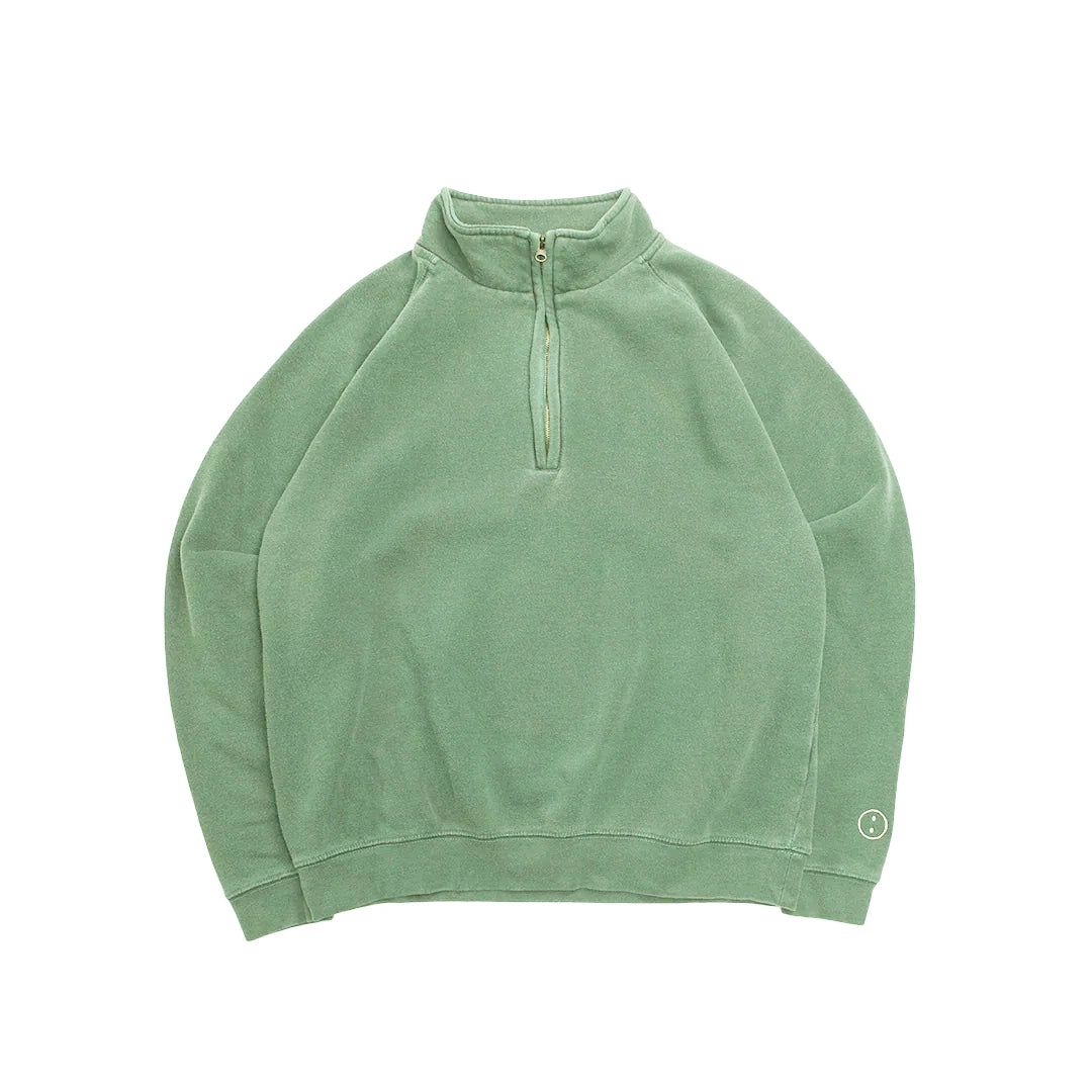 Essentials Vintage Washed 1/4 Zip Sweatshirt - Sage Green