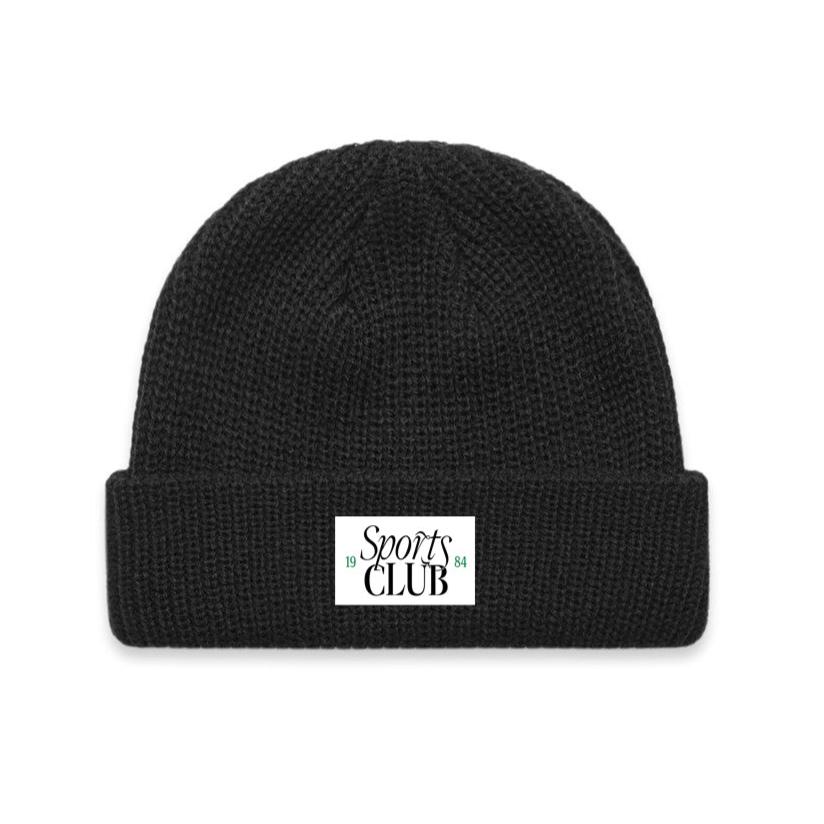 Vice 84 'Sports Club' Ribbed Beanie - Black