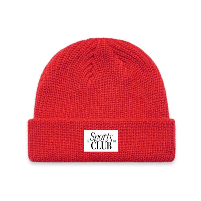 Vice 84 'Sports Club' Ribbed Beanie - Red