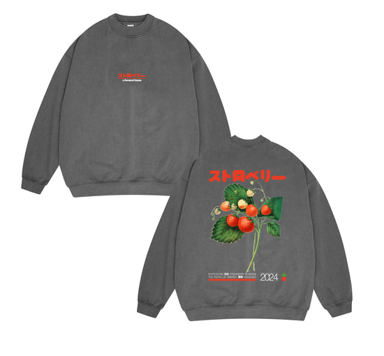 A Thousand Futures x GK 'Strawberry' Vintage Washed Sweater - Charcoal