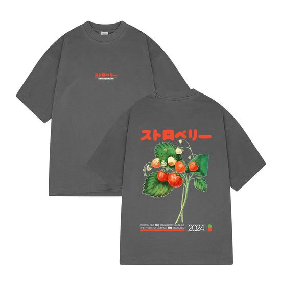 A Thousand Futures x GK 'Strawberry' Vintage Washed Tee - Charcoal