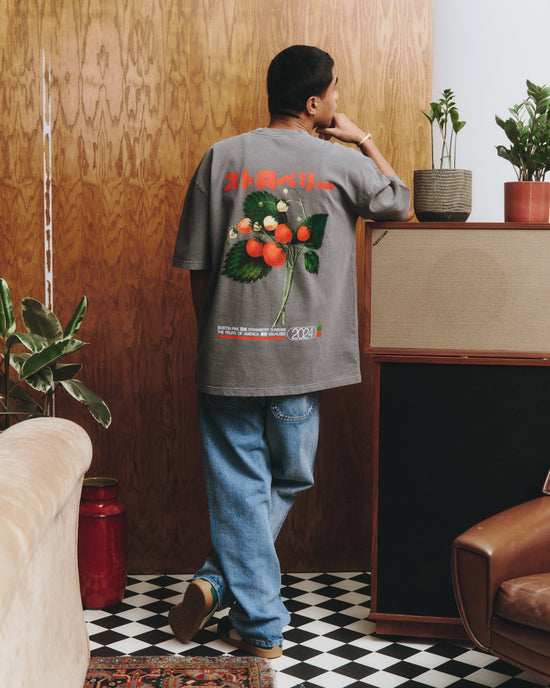 A Thousand Futures x GK 'Strawberry' Vintage Washed Tee - Charcoal