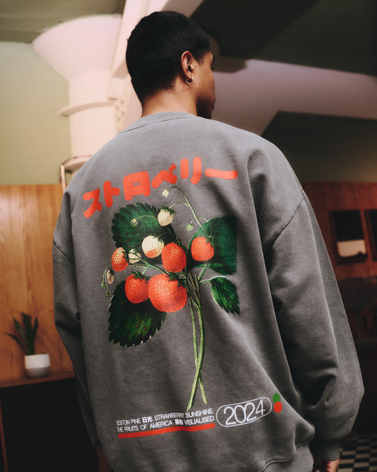 A Thousand Futures x GK 'Strawberry' Vintage Washed Sweater - Charcoal