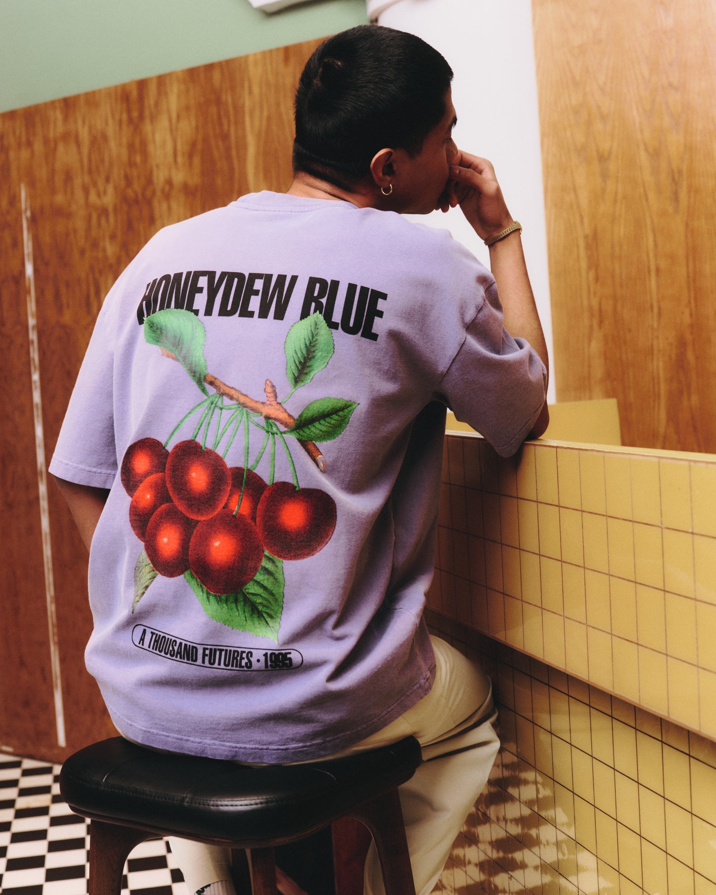 A Thousand Futures x GK 'Honeydew Blue' Vintage Washed Tee - Mauve